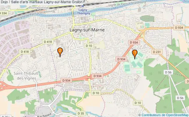 plan Dojo / Salle d'arts martiaux Lagny-sur-Marne : 2 équipements
