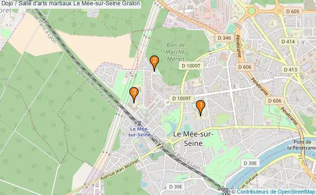 plan Dojo / Salle d'arts martiaux Le Mée-sur-Seine : 3 équipements