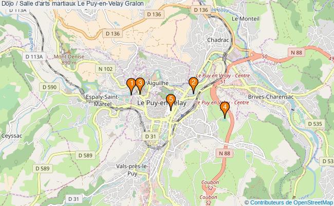 plan Dojo / Salle d'arts martiaux Le Puy-en-Velay : 5 équipements