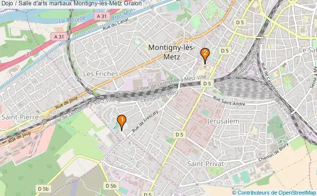 plan Dojo / Salle d'arts martiaux Montigny-lès-Metz : 2 équipements