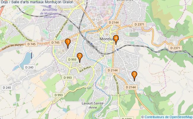 plan Dojo / Salle d'arts martiaux Montluçon : 4 équipements
