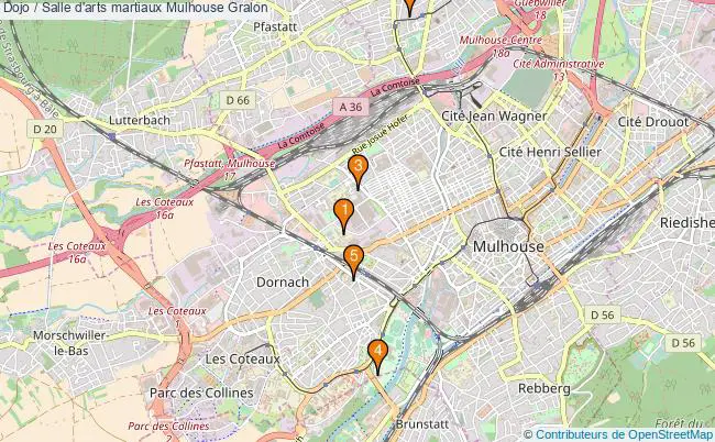 plan Dojo / Salle d'arts martiaux Mulhouse : 5 équipements