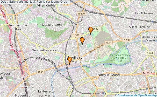 plan Dojo / Salle d'arts martiaux Neuilly-sur-Marne : 3 équipements