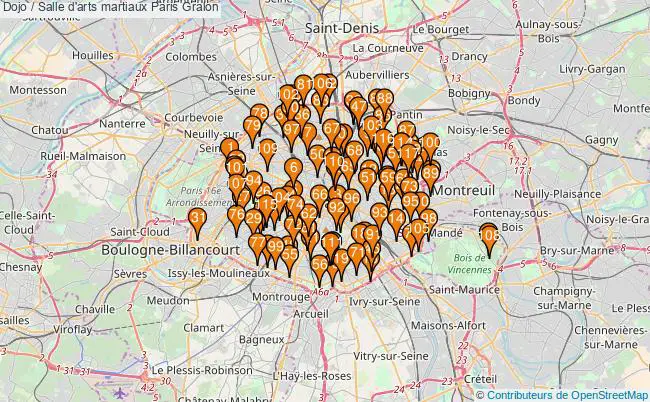 plan Dojo / Salle d'arts martiaux Paris : 117 équipements