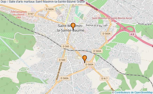 plan Dojo / Salle d'arts martiaux Saint-Maximin-la-Sainte-Baume : 2 équipements