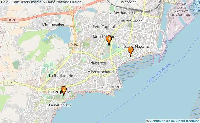 plan Dojo / Salle d'arts martiaux Saint-Nazaire : 4 équipements