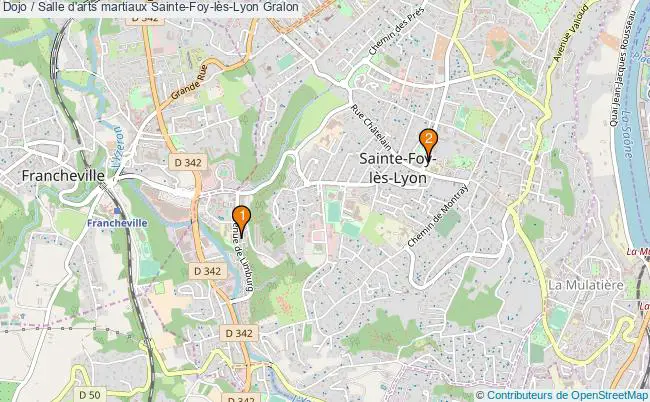 plan Dojo / Salle d'arts martiaux Sainte-Foy-lès-Lyon : 2 équipements