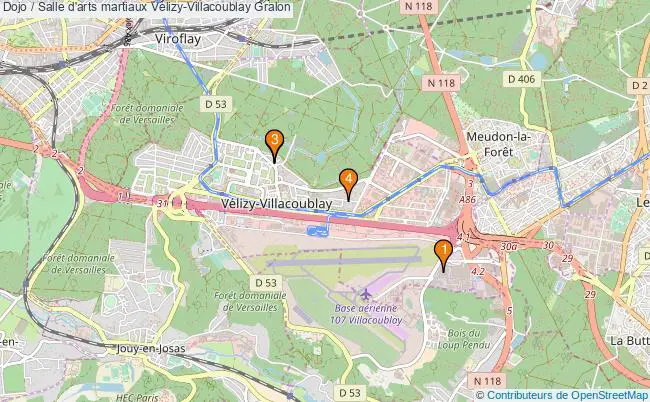 plan Dojo / Salle d'arts martiaux Vélizy-Villacoublay : 4 équipements