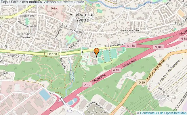 plan Dojo / Salle d'arts martiaux Villebon-sur-Yvette : 2 équipements