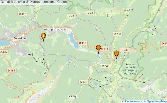 plan Domaine de ski alpin Xonrupt-Longemer : 3 équipements
