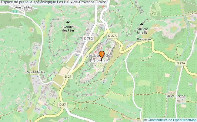 plan Espace de pratique spéléologique Les Baux-de-Provence : 1 équipements
