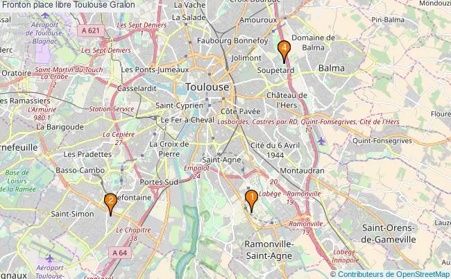 plan Fronton place libre Toulouse : 4 équipements