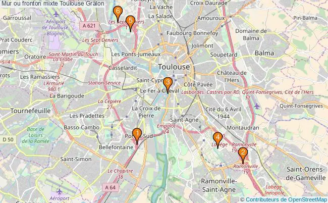 plan Mur ou fronton mixte Toulouse : 6 équipements