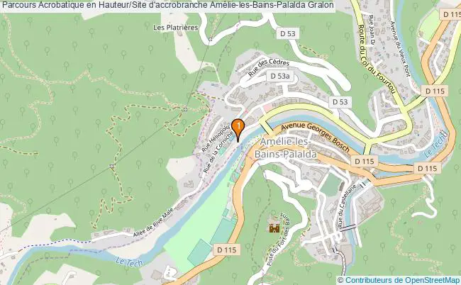 plan Parcours Acrobatique en Hauteur/Site d'accrobranche Amélie-les-Bains-Palalda : 1 équipements
