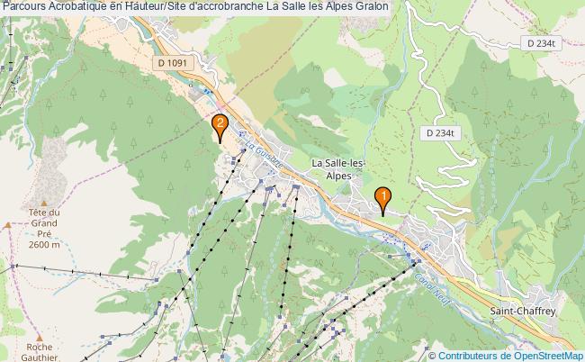 plan Parcours Acrobatique en Hauteur/Site d'accrobranche La Salle les Alpes : 2 équipements