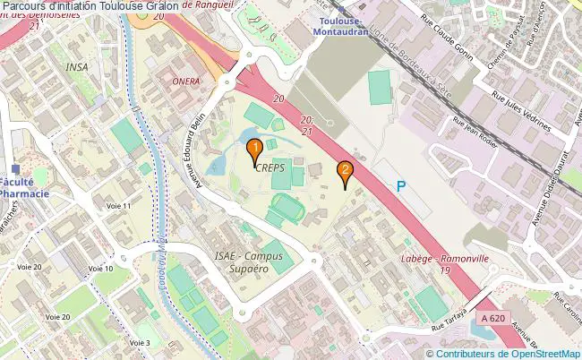 plan Parcours d'initiation Toulouse : 2 équipements