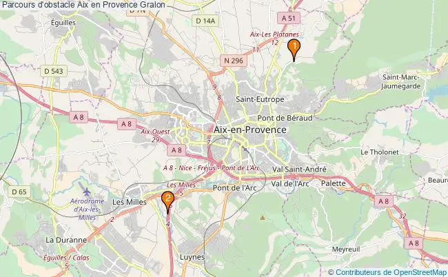 plan Parcours d'obstacle Aix en Provence : 2 équipements