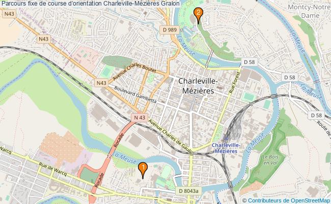 plan Parcours fixe de course dorientation Charleville-Mézières : 2 équipements