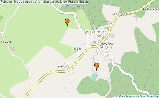 plan Parcours fixe de course dorientation Lacapelle-del-Fraisse : 2 équipements