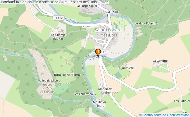 plan Parcours fixe de course dorientation Saint-Léonard-des-Bois : 1 équipements