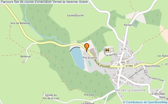 plan Parcours fixe de course dorientation Vernet-la-Varenne : 1 équipements