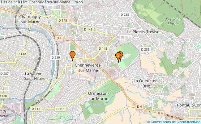 plan Pas de tir à l'arc Chennevières-sur-Marne : 3 équipements