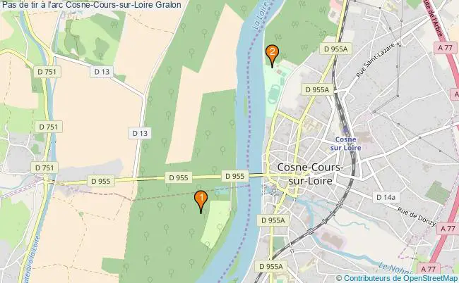 plan Pas de tir à l'arc Cosne-Cours-sur-Loire : 2 équipements