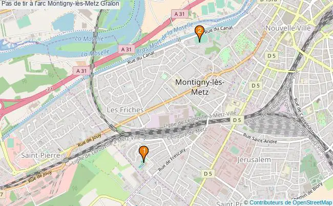 plan Pas de tir à l'arc Montigny-lès-Metz : 2 équipements