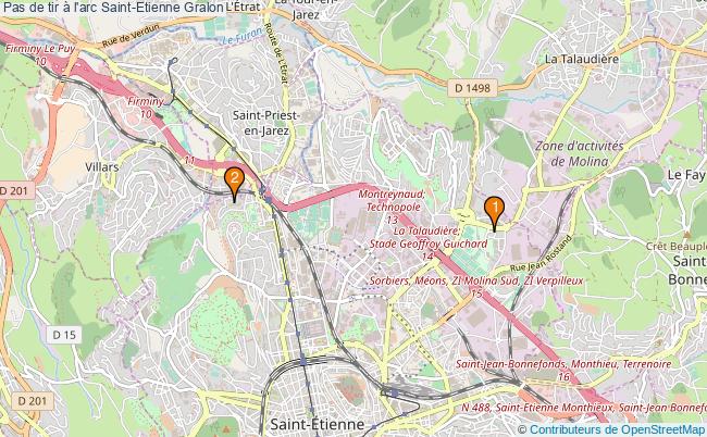 plan Pas de tir à l'arc Saint-Etienne : 2 équipements