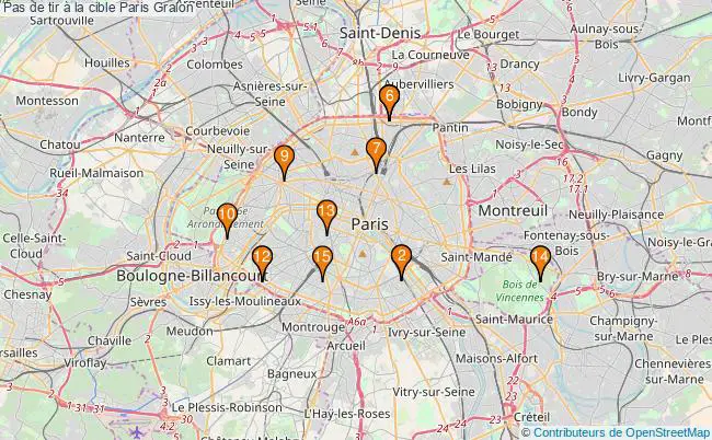 plan Pas de tir à la cible Paris : 15 équipements