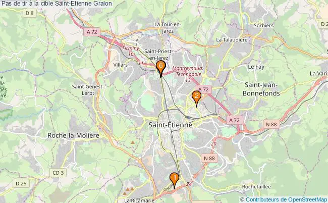 plan Pas de tir à la cible Saint-Etienne : 6 équipements