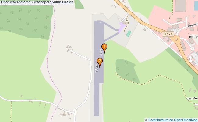 plan Piste daérodrome / d'aéroport Autun : 2 équipements