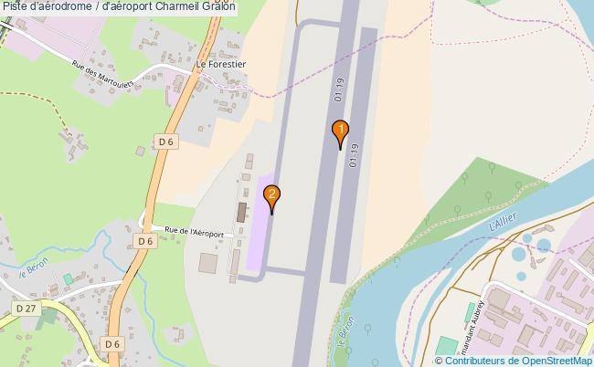 plan Piste daérodrome / d'aéroport Charmeil : 2 équipements