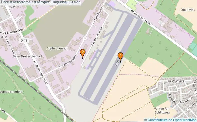 plan Piste daérodrome / d'aéroport Haguenau : 2 équipements