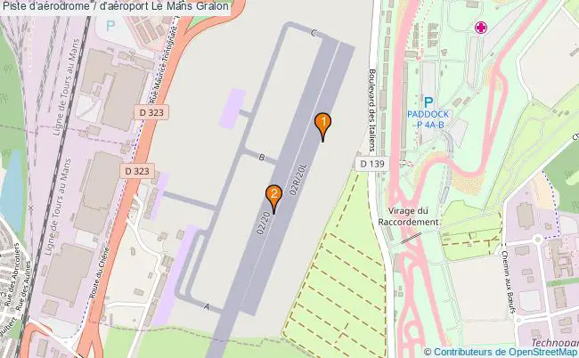 plan Piste daérodrome / d'aéroport Le Mans : 2 équipements
