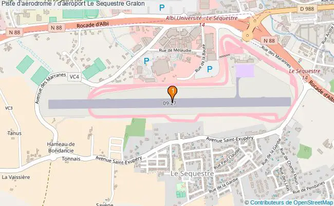 plan Piste daérodrome / d'aéroport Le Sequestre : 1 équipements