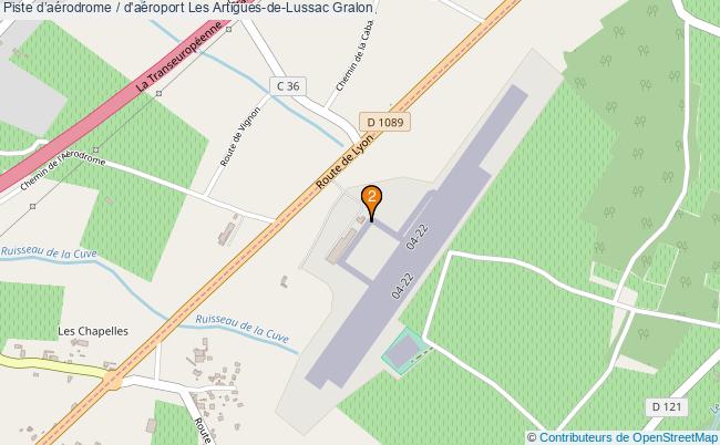 plan Piste daérodrome / d'aéroport Les Artigues-de-Lussac : 2 équipements