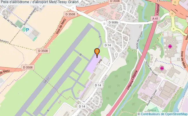 plan Piste daérodrome / d'aéroport Metz-Tessy : 2 équipements