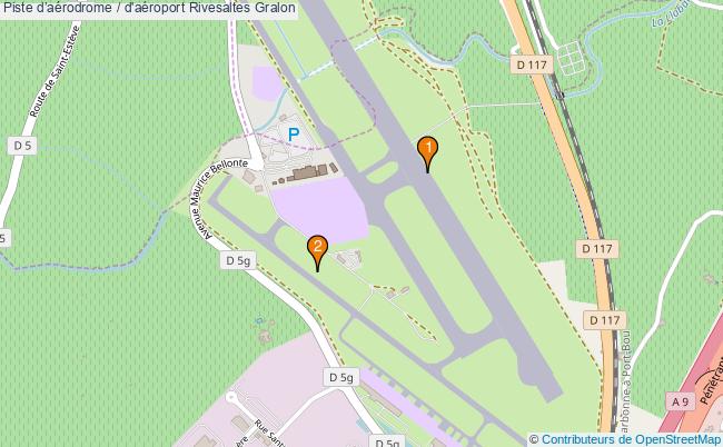 plan Piste daérodrome / d'aéroport Rivesaltes : 2 équipements