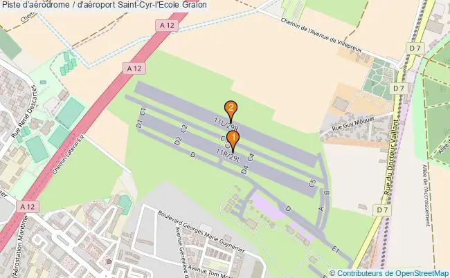 plan Piste daérodrome / d'aéroport Saint-Cyr-l'Ecole : 2 équipements