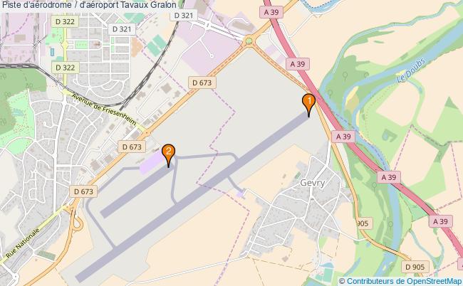 plan Piste daérodrome / d'aéroport Tavaux : 2 équipements