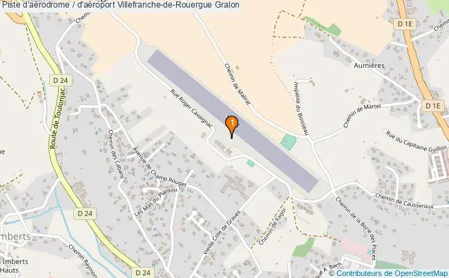 plan Piste daérodrome / d'aéroport Villefranche-de-Rouergue : 1 équipements