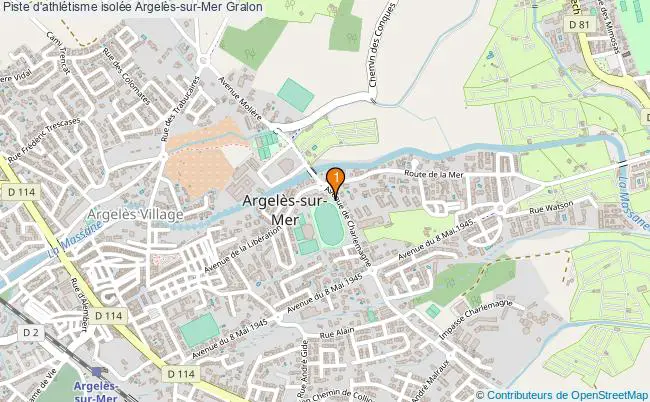 plan Piste d'athlétisme isolée Argelès-sur-Mer : 1 équipements