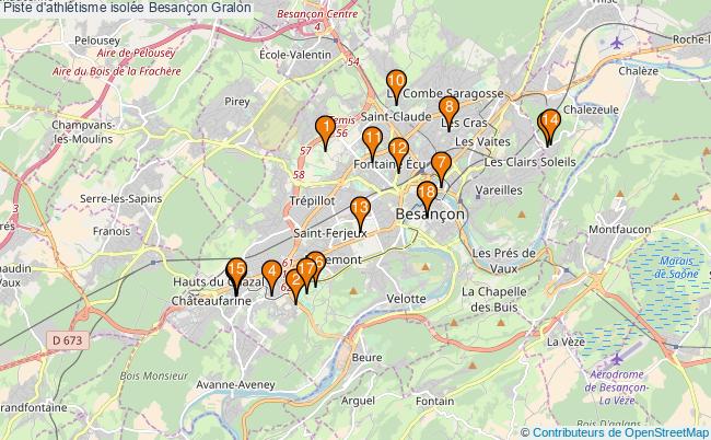 plan Piste d'athlétisme isolée Besançon : 18 équipements