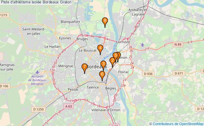 plan Piste d'athlétisme isolée Bordeaux : 8 équipements