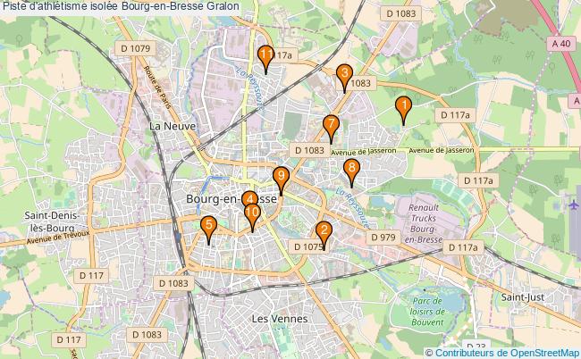 plan Piste d'athlétisme isolée Bourg-en-Bresse : 11 équipements