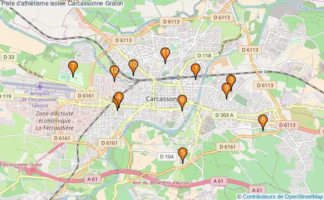 plan Piste d'athlétisme isolée Carcassonne : 12 équipements