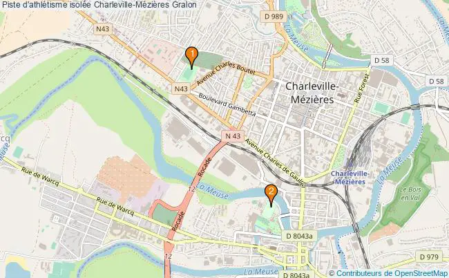 plan Piste d'athlétisme isolée Charleville-Mézières : 2 équipements