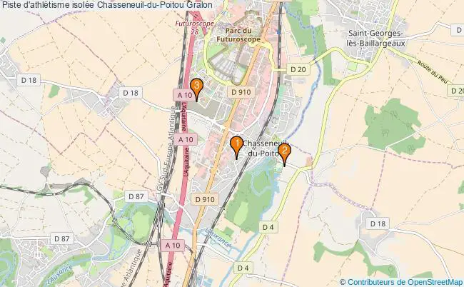 plan Piste d'athlétisme isolée Chasseneuil-du-Poitou : 3 équipements