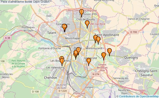 plan Piste d'athlétisme isolée Dijon : 14 équipements